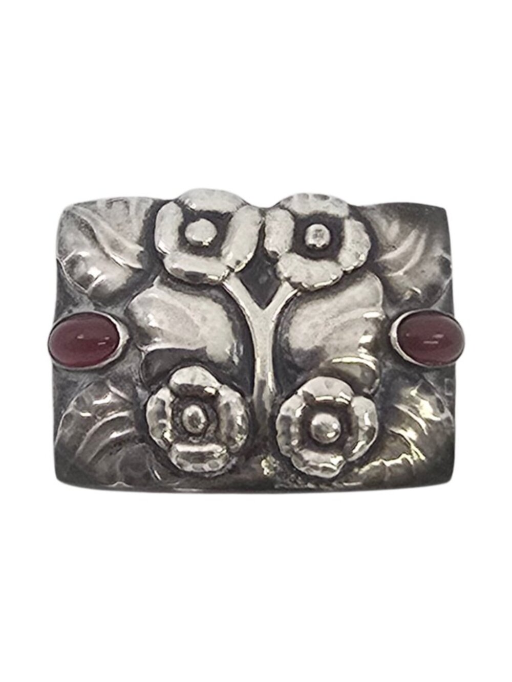 Georg Jensen Denmark 830 Silver 66 Carnelian Flower Pin/Brooch #25615
